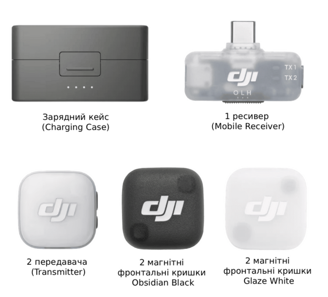 DJI Mic Mini 2 Беспроводной петличный микрофон (2 TX + Mobile Receiver + Charging Case) для iPhone, Android и ПК DJI mic mini 2 фото