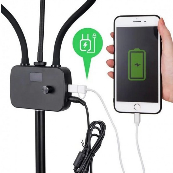 Лампа для бʼюті HD-D2 &ldquo;Рогатка&rdquo; 45 Вт з двома LED-панелями, штативом 2.1 м та USB-портом HD-d2 фото