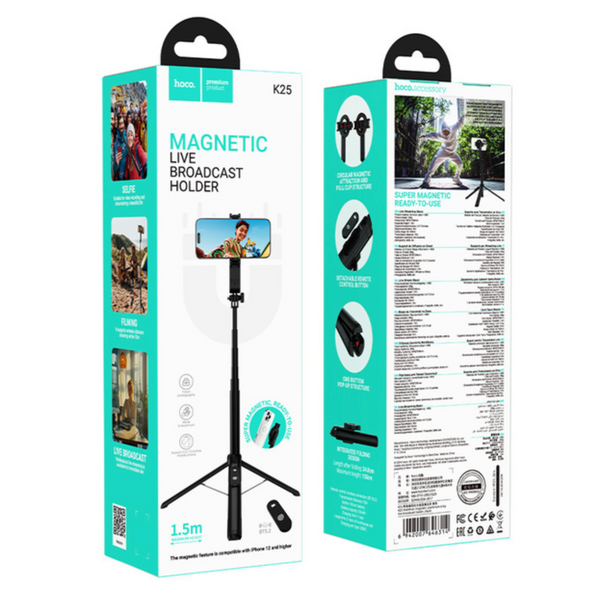 Високий монопод-штатив до 1.6м для телефону з MagSafe та Bluetooth-пультом HOCO K25 К25 фото