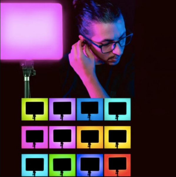 LED лампа PM-36 RGB зі штативом 2.1 м &mdash; прямокутне відеосвітло 36&times;25 см з пультом PM-36 фото