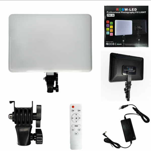 LED лампа PM-36 RGB зі штативом 2.1 м &mdash; прямокутне відеосвітло 36&times;25 см з пультом PM-36 фото