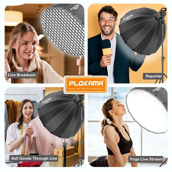 Прожектор Plokama PK-400S Kit-B на штативе + LED-софтбокс Deep Octa + соты PK-400S plokama фото